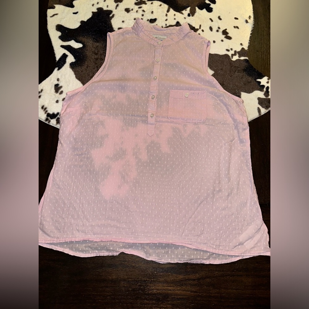 Columbia PFG Sheer Pink Cotton Textured Shirt Sz. XL